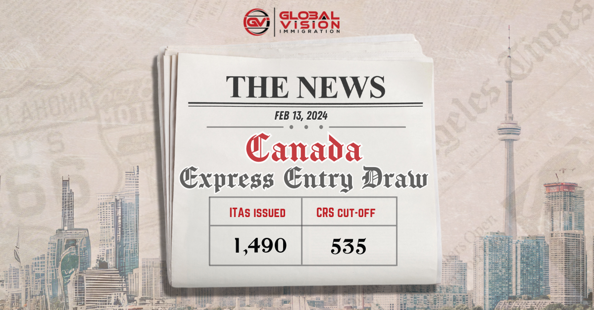 ITAs up by 1490 and CRS score fall to 535 in new Express Entry draw