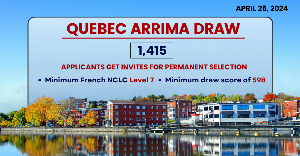 Quebec Holds Second Arrima Draw of April 2024 Issues 1415 Invites