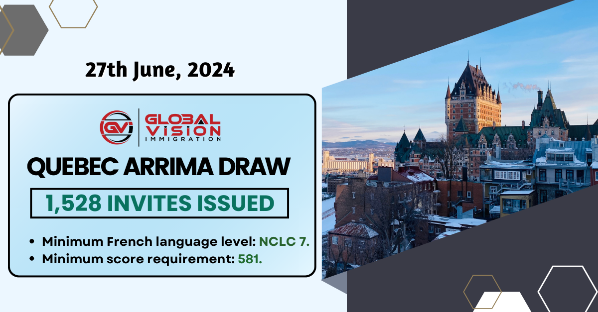 1528 invites issued in the latest Quebec Arrima draw for CSQ