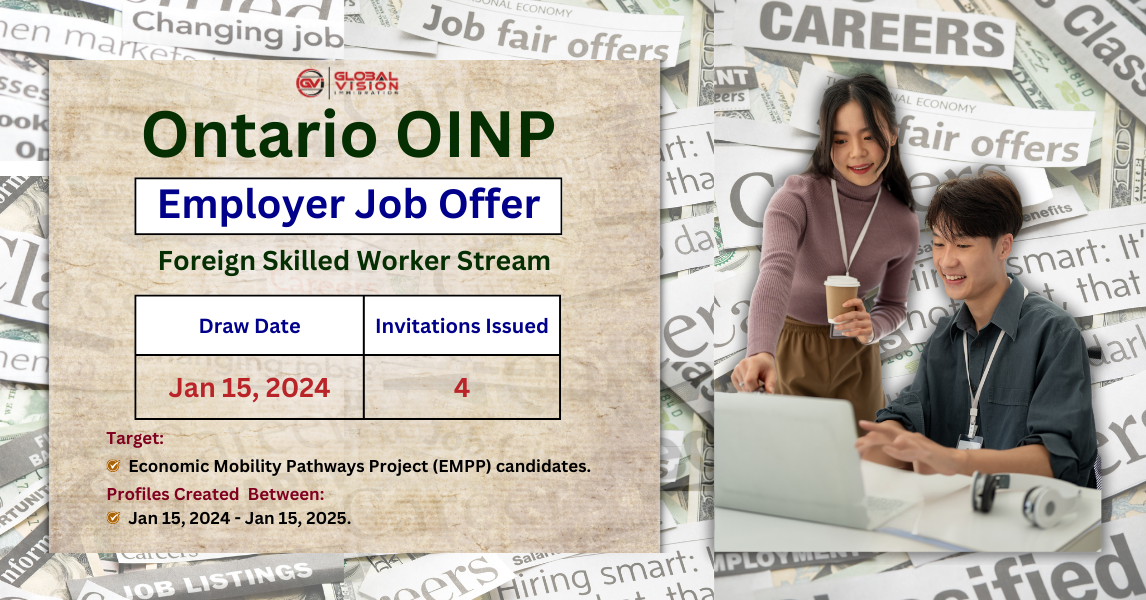 2025: First Ontario OINP EJO category draw selects 4 foreign workers