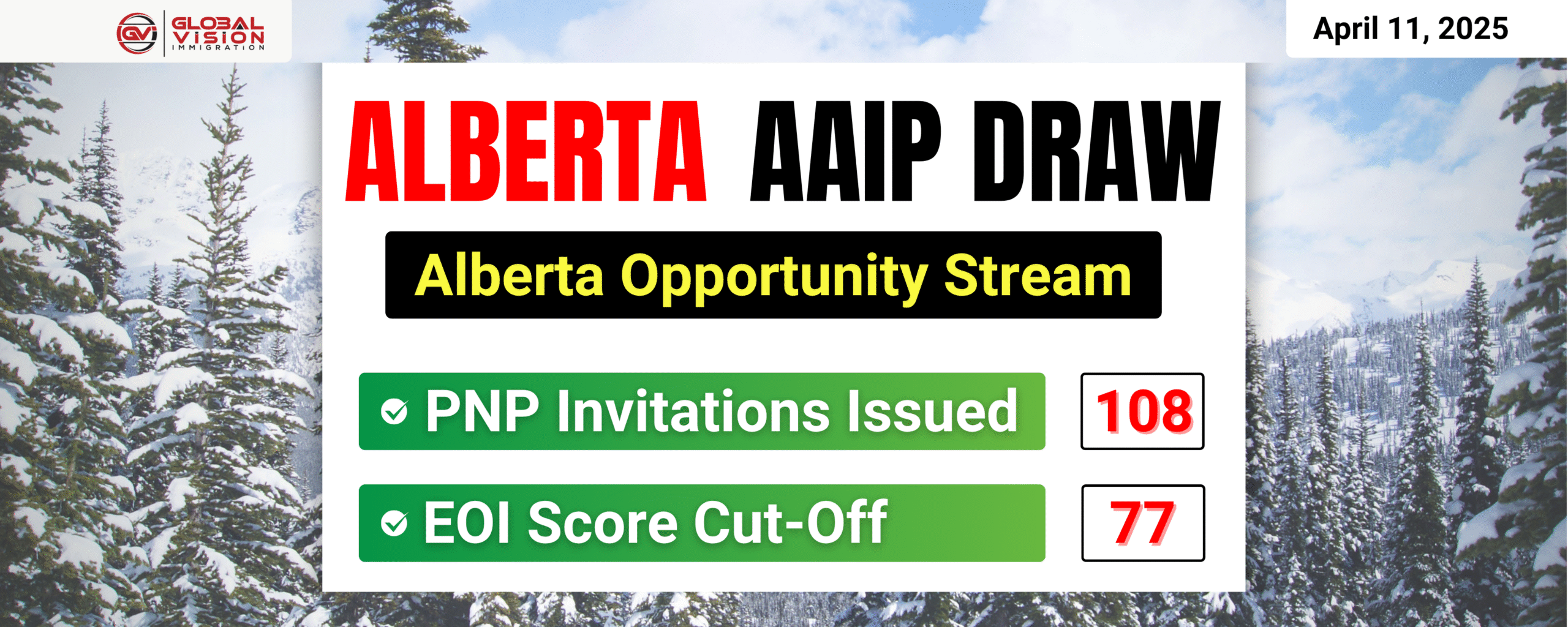 Alberta issues 108 PNP invitations in new April 11 2025 draw